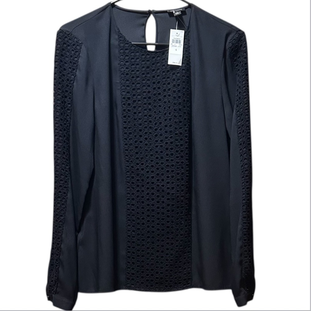 NWT Ann Taylor Black Textured Blouse